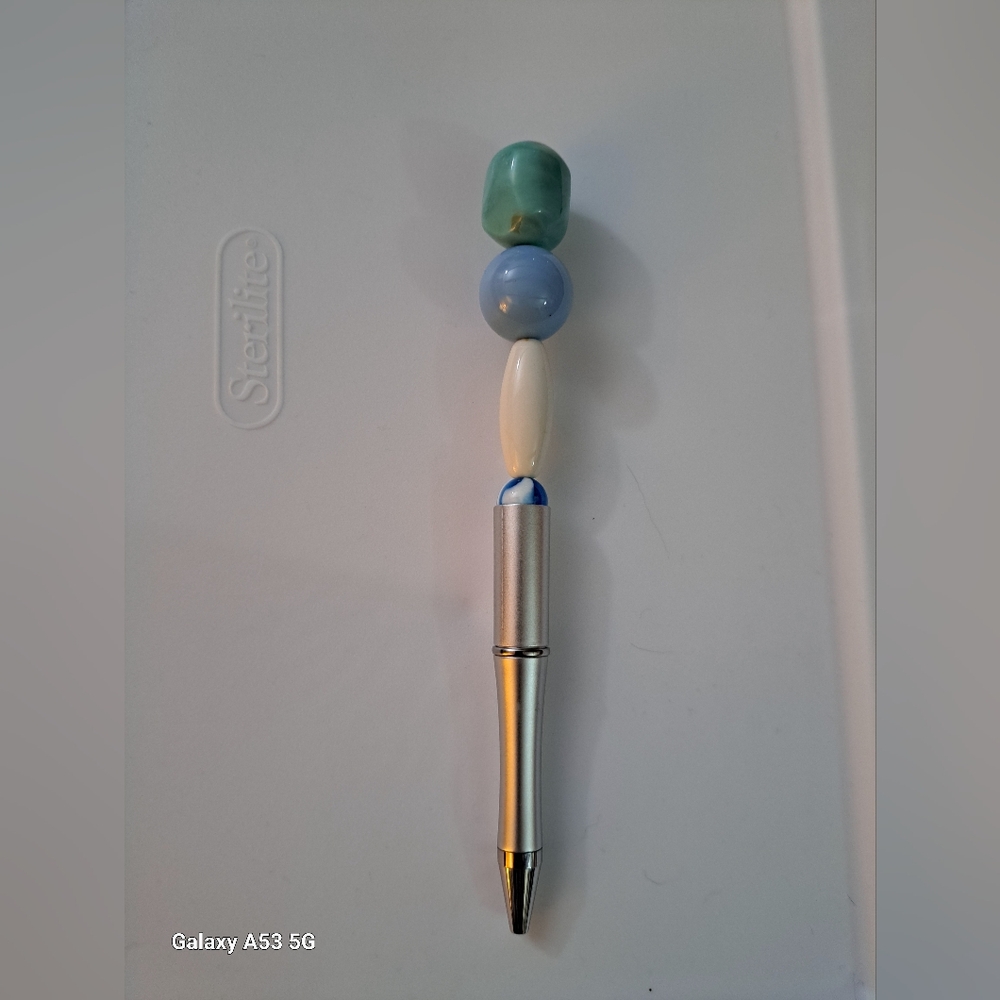 Ice blue silver bubble gum beaded pen bundle deal available